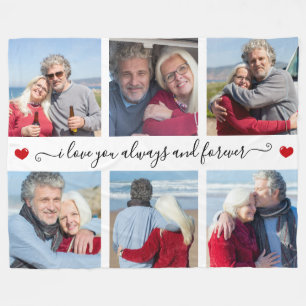 I Love You Always & Forever Modern 6 Photo Collage Fleece Blanket
