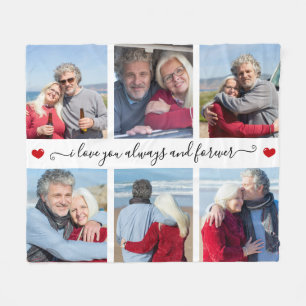 I Love You Always & Forever Modern 6 Photo Collage Fleece Blanket
