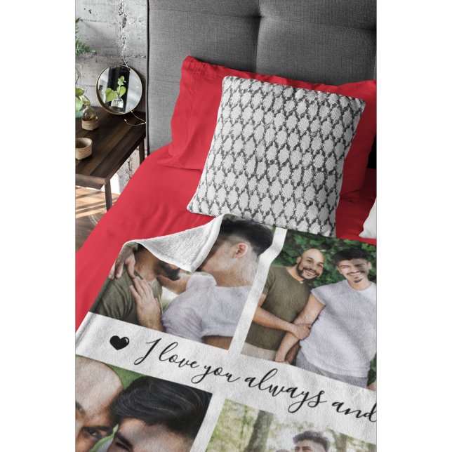 I Love You Always & Forever Modern 6 Photo Collage Fleece Blanket (Creator Uploaded)