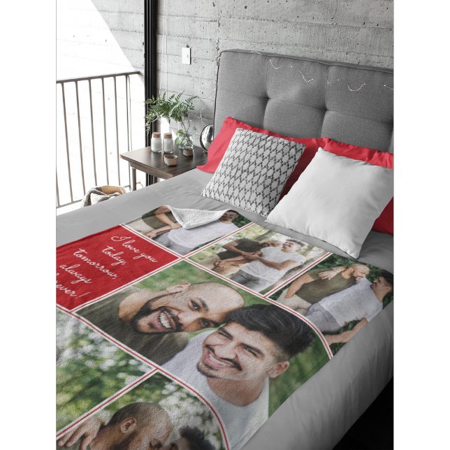 I Love You Always & Forever Modern 6 Photo Collage Fleece Blanket (Creator Uploaded)