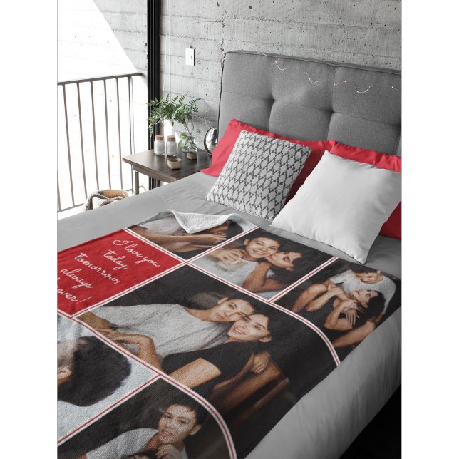 I Love You Always & Forever Modern 6 Photo Collage Fleece Blanket (Creator Uploaded)