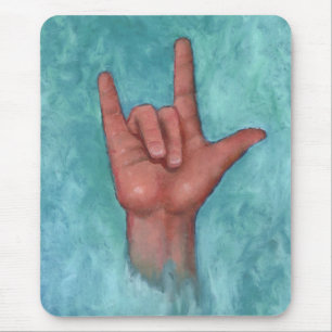 I Love You: American Sign Language: Hand Mouse Pad