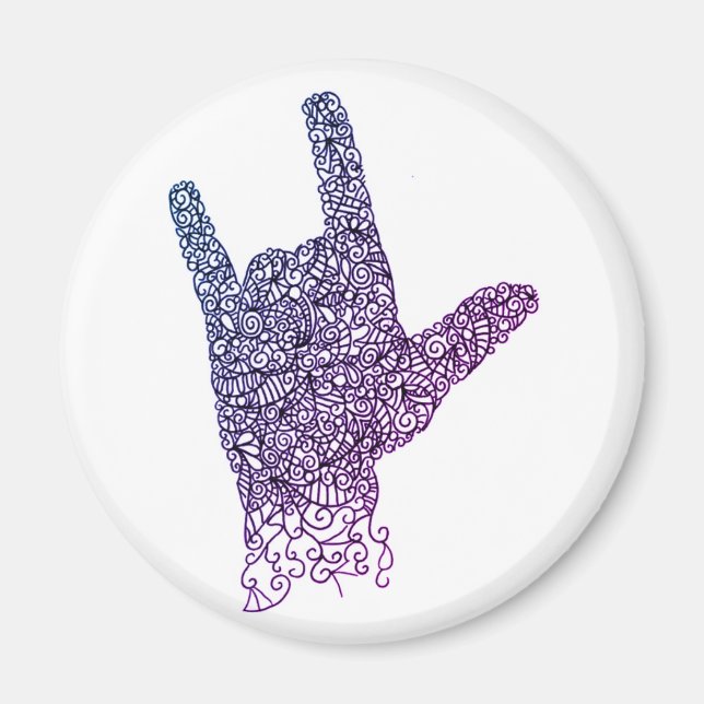 "I Love You" American Sign Language Magnet (Front)