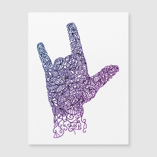 "I Love You" American Sign Language Magnetic Card (Front)