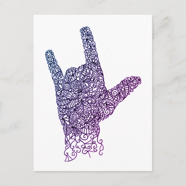"I Love You" American Sign Language Postcard (Front)