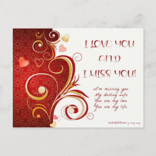 I Love You and I Miss You Poem for Wife Postcard