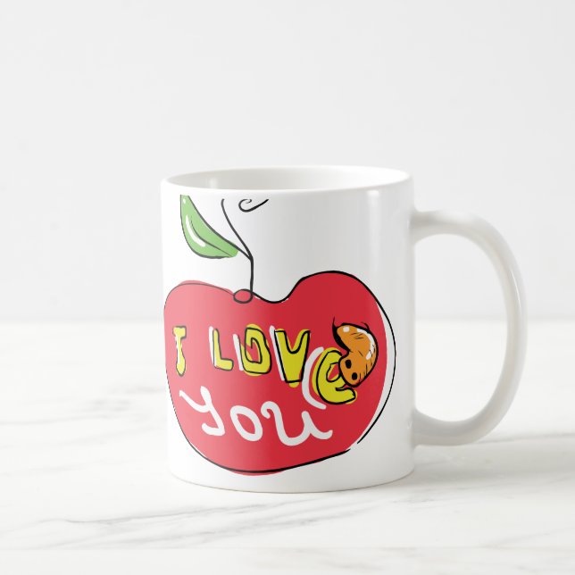 I love you apple with worm tea mug (Right)