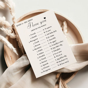  I love you around the world bridal shower game Card