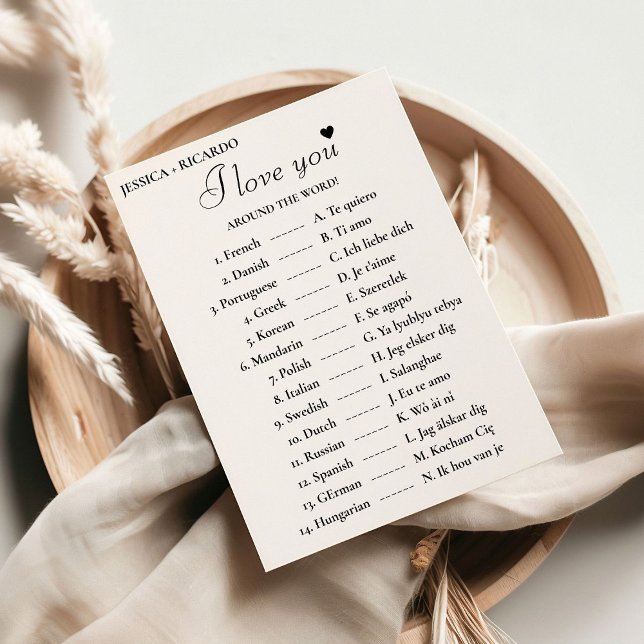  I love you around the world bridal shower game Card (Creator Uploaded)