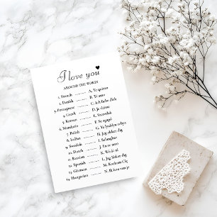  I love you around the world bridal shower game Card
