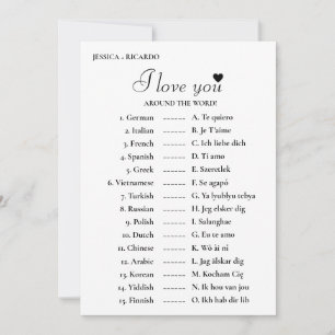  I love you around the world bridal shower game Card