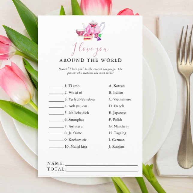 I love you around the world Bridal Shower Game Tea (Creator Uploaded)