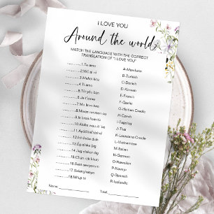 I Love You Around the World Game Bridal Shower Invitation