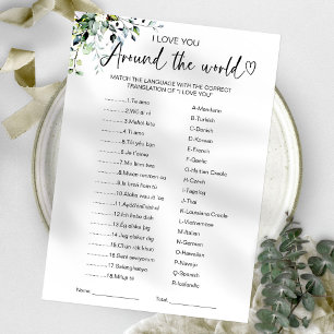 I Love You Around the World Game Bridal Shower Invitation