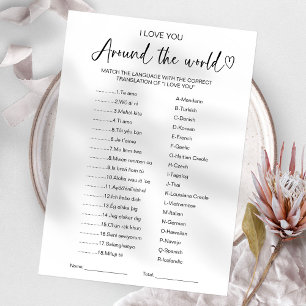 I Love You Around the World Game Bridal Shower Invitation