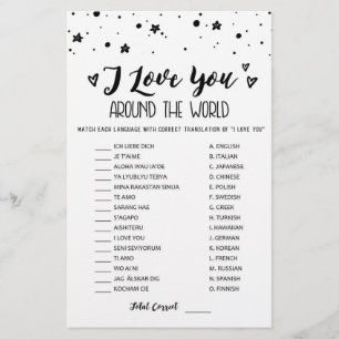 I love you around the world game with Answers