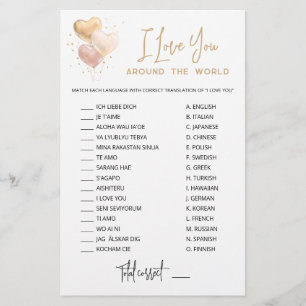 I love you around the world game with Answers