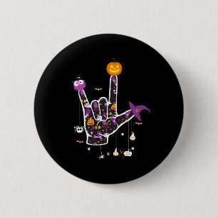 I Love You ASL Halloween Sign Language Halloween G 6 Cm Round Badge