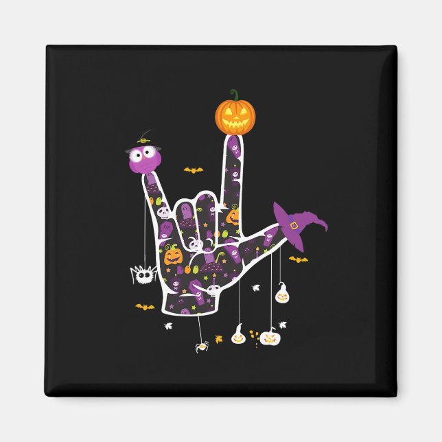 I Love You ASL Halloween Sign Language Halloween G Magnet (Front)