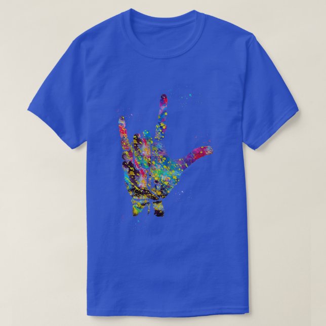 I Love You ASL Hand Print T-Shirt (Design Front)