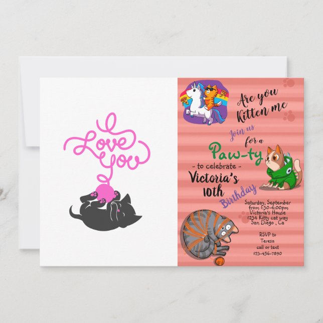 I love you - ball of wool - Choose back colour Invitation (Front)