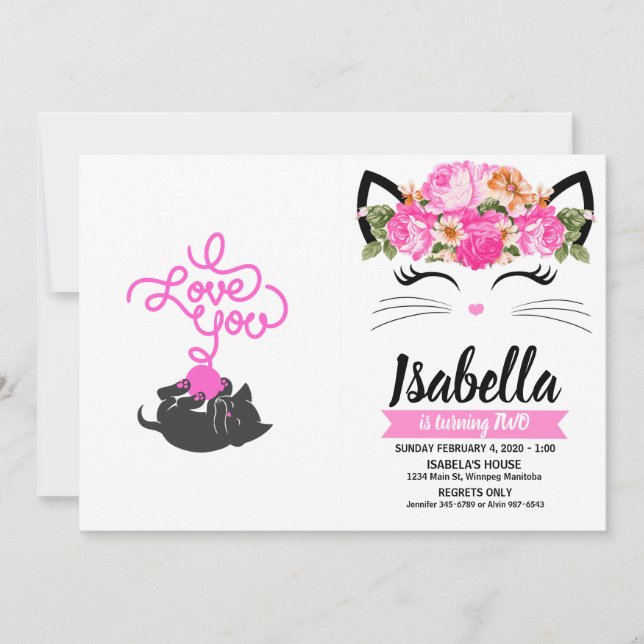 I love you - ball of wool - Choose back colour Invitation (Front)