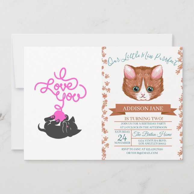 I love you - ball of wool - Choose back colour Invitation (Front)