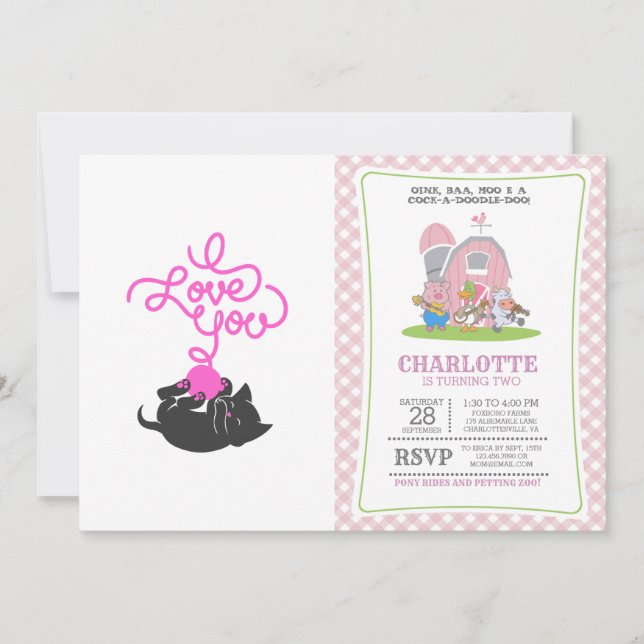 I love you - ball of wool - Choose back colour Invitation (Front)