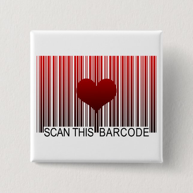 I LOVE YOU BARCODE 15 CM SQUARE BADGE (Front)