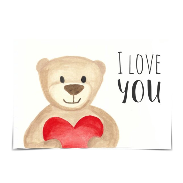 "I Love You" Bear Hug Adoption Watercolour Card (Creator Uploaded)