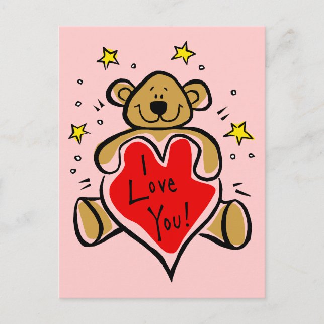 I Love You Bear Postcard (Front)
