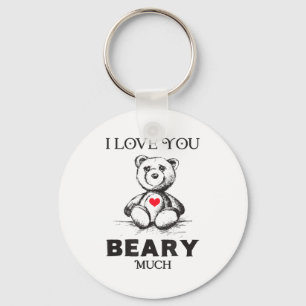 I Love You Beary Much Bear Lover Men Women Funny V Key Ring