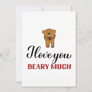 I love you beary much calligraphy holiday card