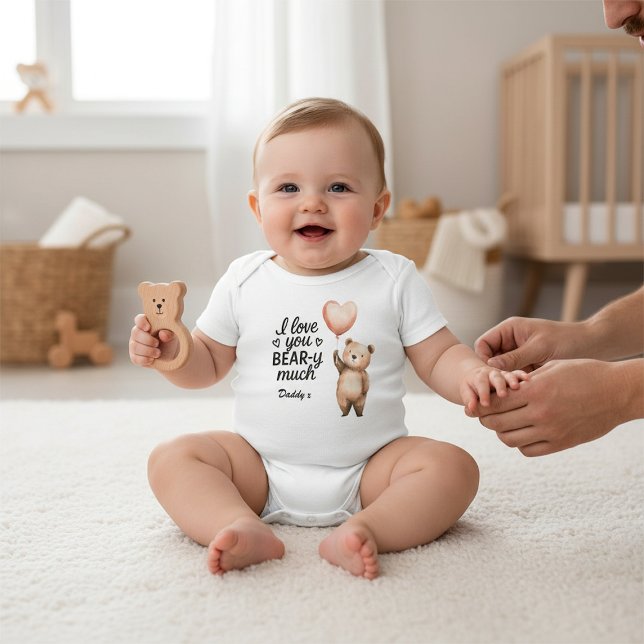 I Love You Beary Much Daddy Bear Heart Balloon  Baby Bodysuit (Creator Uploaded)