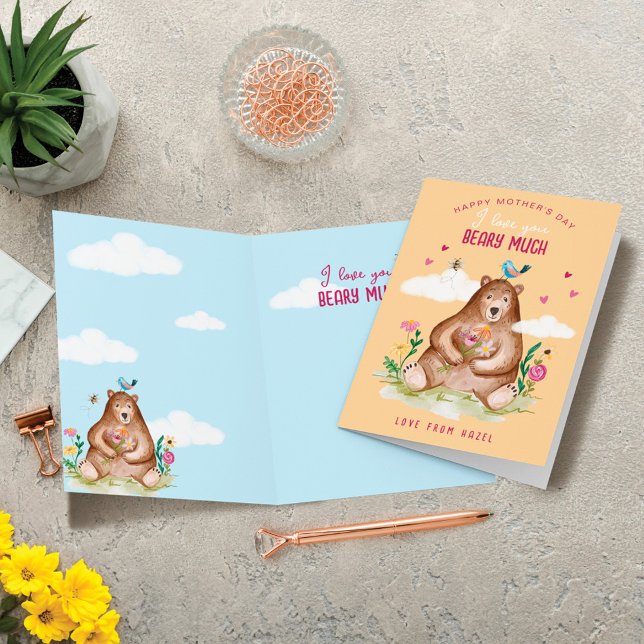 I Love You Beary Much Happy Mother's Day Cute Bear Holiday Card (I Love You Beary Much Happy Mother's Day Cute Bear Holiday Card)