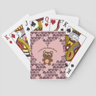 I love you Beary Much! Heart Background Playing Cards