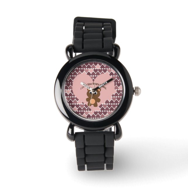 I love you Beary Much! Heart Background Watch (Front)
