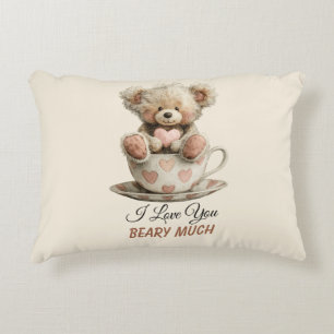 I Love You Beary Much In Cup Postcard Decorative Cushion