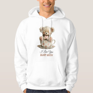 I Love You Beary Much In Cup Postcard Hoodie