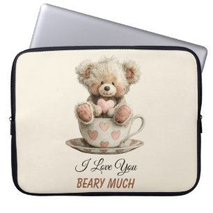 I Love You Beary Much In Cup Postcard Laptop Sleeve
