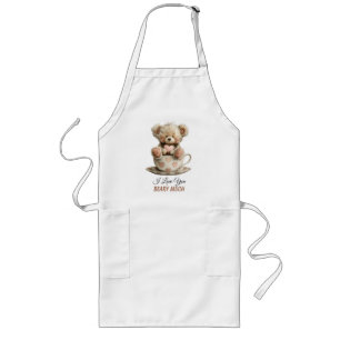 I Love You Beary Much In Cup Postcard Long Apron