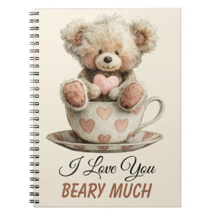 I Love You Beary Much In Cup Postcard Notebook