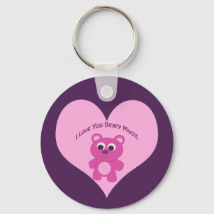 I Love You Beary Much! Pink Bear Key Ring