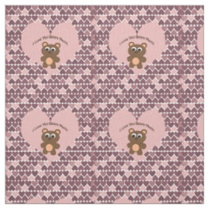 I Love You Beary Much Pink Hearts Fabric