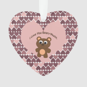 I Love You Beary Much Pink Hearts Ornament
