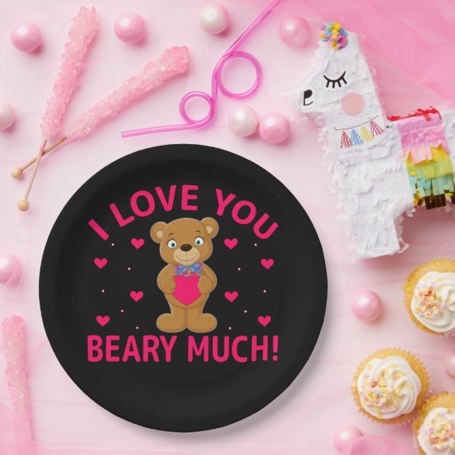 I Love You Beary Much Teddy Bear Paper Plate (Party)