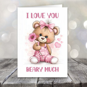 I Love You Beary Much Teddy Bear Valentines Day Holiday Card