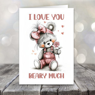 I Love You Beary Much Teddy Bear Valentines Day Holiday Card