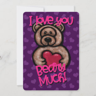 I Love You Beary Much Valentine  Holiday Card