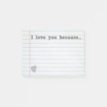 "I love you because..." fill in the blank note